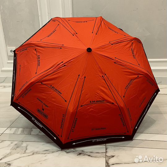 Зонт moschino красный с брелком мишки