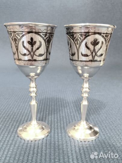 Серебряные бокалы, большие рюмки 875-й пробы