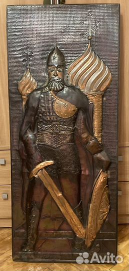 Картина из меди. чеканка. «Русский богатырь«