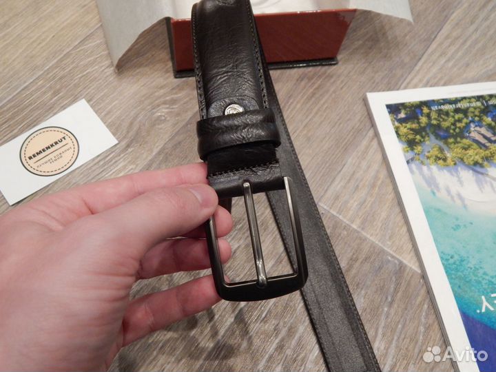 Ремень мужской кожаный коричневый