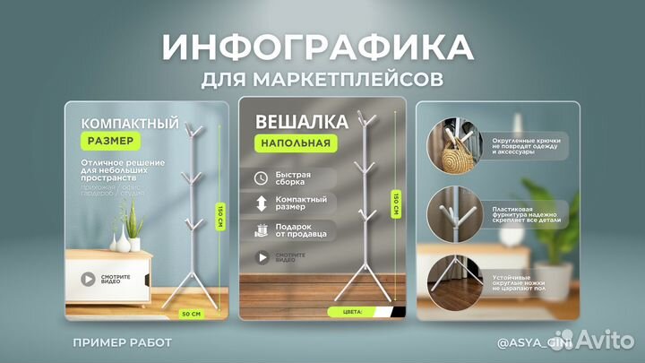 Инфографика для маркетплейсов, дизайн карточек