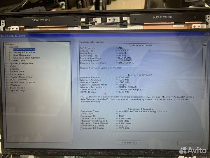 Ноутбук Dell Latitude 3340 на разбор