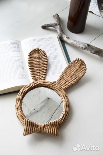 Зеркало плетёное из бумажной лозы (ручная работа)
