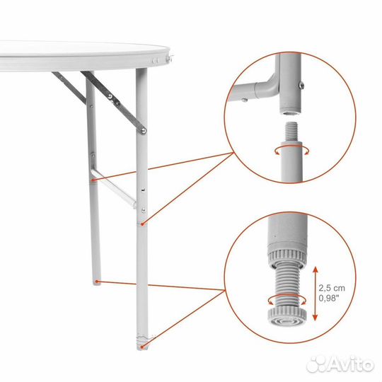 Стол складной овальный алюминиевый, без чехла (T-2