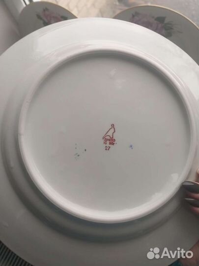 Тарелки из сервиза пионы, дулево