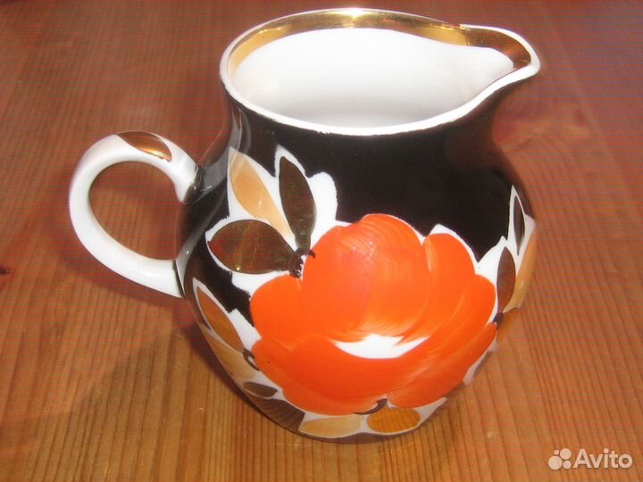 Молочник Дулево фарфор цветы позолота СССР винтаж