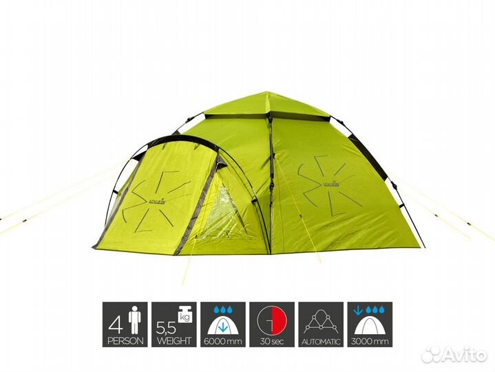 Палатка автоматическая 4-Х мест. norfin hake 4 NF