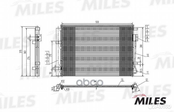 Конденсер hyundai solaris / KIA RIO 1.4/1.6 10