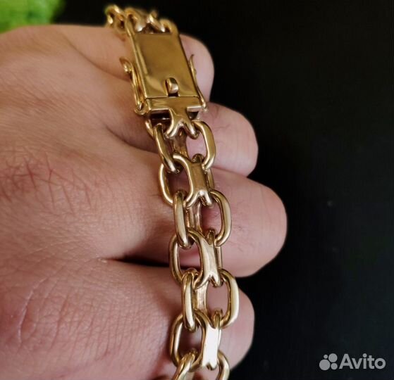 Золотой браслет 585 пробы 60 грамм двойной якорь