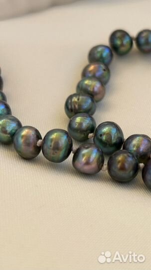 Бусы черный речной жемчуг