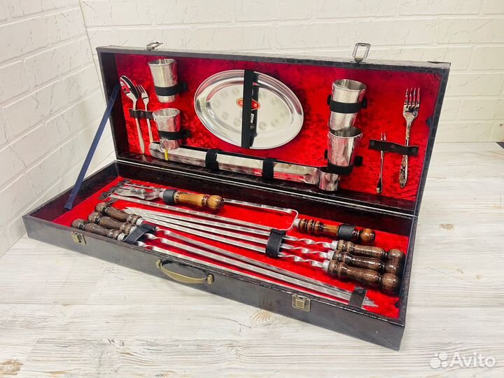 Шн0048П Шашлычный набор Дипломат с щипцами 19 пред