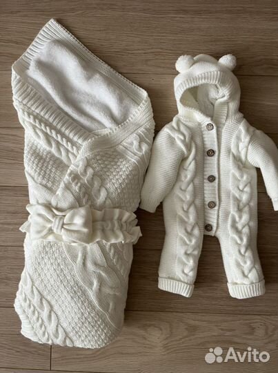 Конверт одеяло на выписку и комбенизон