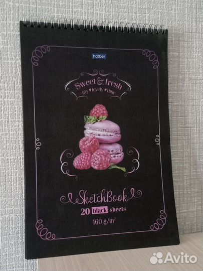 Блокнот скетчбук с черными листами. 160g/m²