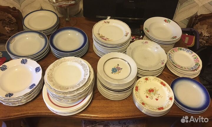 Тарелки СССР, ложки, пивные бокалы