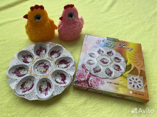 Подставка для пасхальных яиц+ вязаные курочки