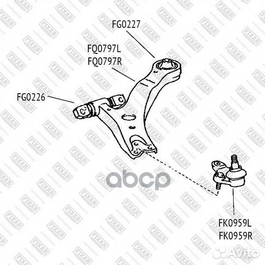 Опора шаровая нижняя левая перед fixar 650