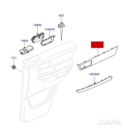 Панель зад.левой двери Range Rover Sport 2010-13