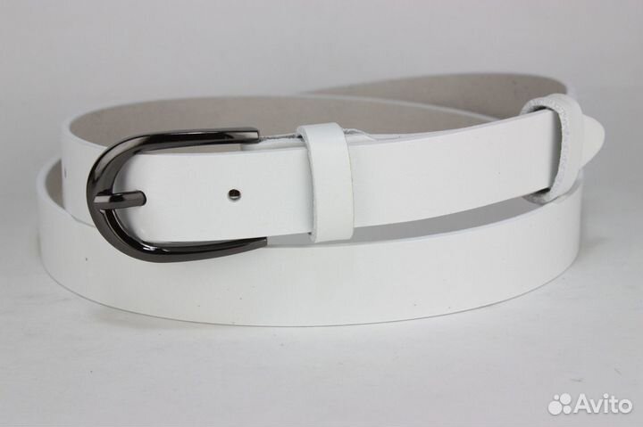 Женский кожаный ремень 25 мм, белый