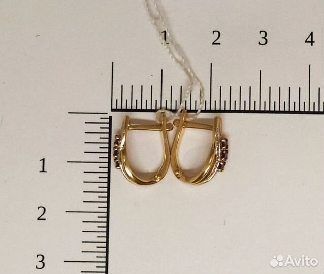 Серьги с природным камнем Золото