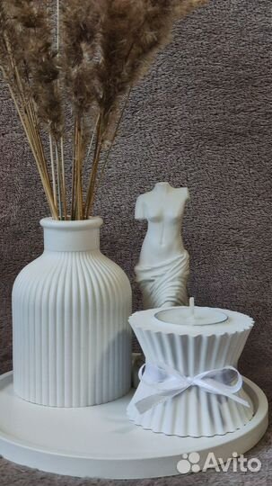 Набор изделий из гипса, подставка, шкатулка