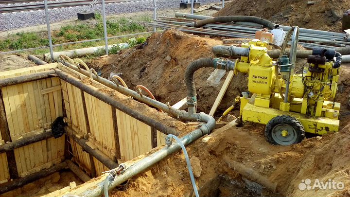 Аренда мощных насосов, мотопом, водопонижение, вод