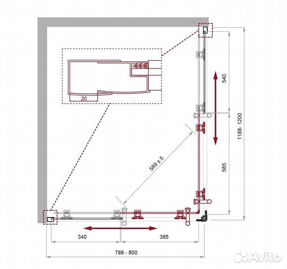 Душевой уголок BelBagno 120/80