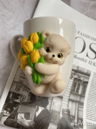 Кружка с декором из полимерной глины