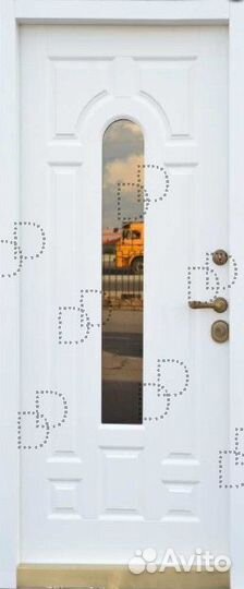 Уличная водная термодверь с окном и ковкой