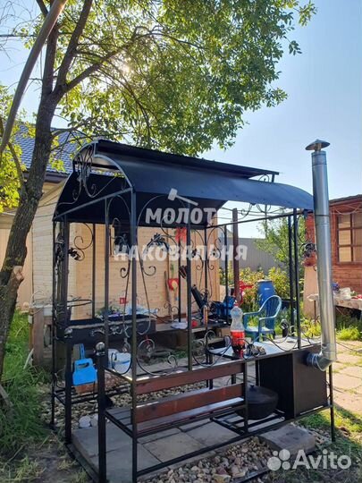 Мангал с печью под казан