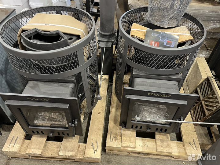 Чугунная печь для бани Гефест Искандер 18(М) Сетка