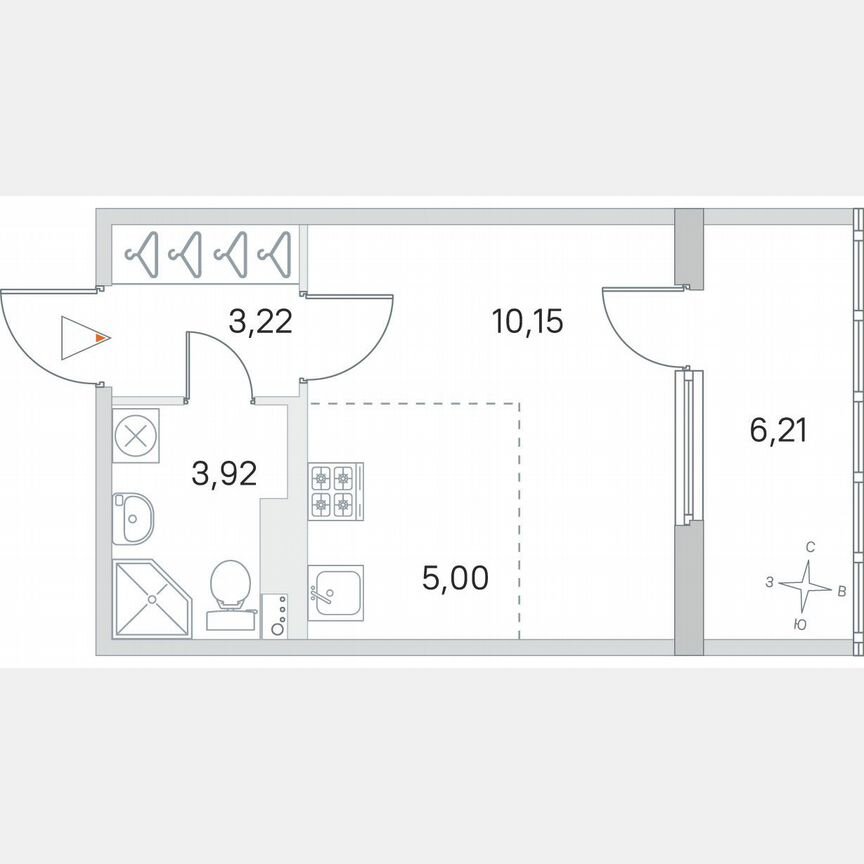 Квартира-студия, 25,4 м², 4/4 эт.