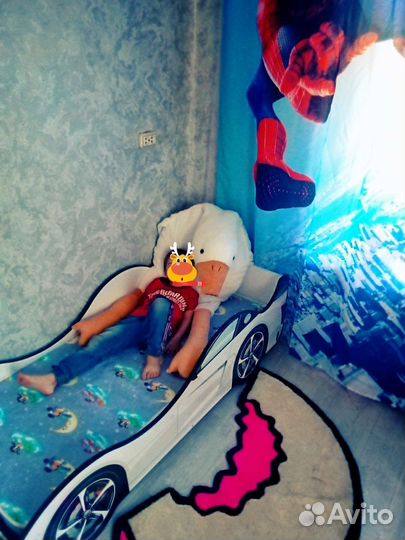 Новая детская кровать машина с матрасом