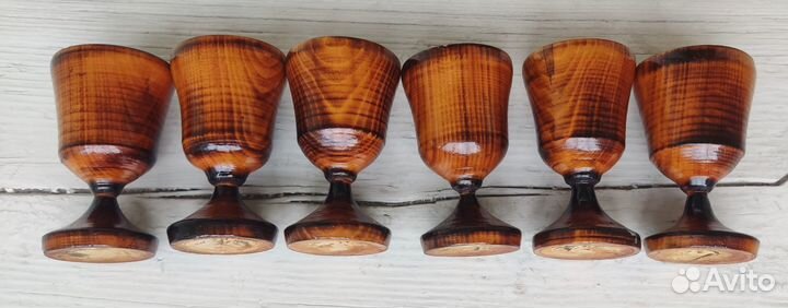 Набор из дерева графин и рюмки с росписью СССР