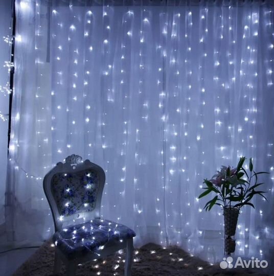 Гирлянды-шторы на окно и на ёлку