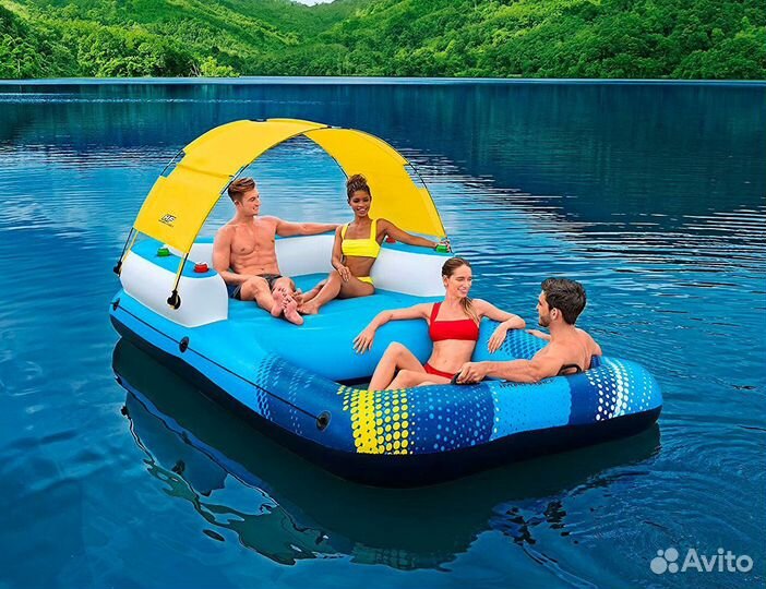 Надувной плот с палаткой