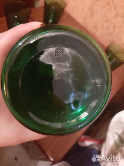 Кувшин и стаканы зеленое стекло Италия (винтаж)