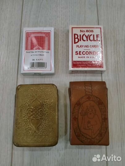 Карты игральные Россия, США и кожаные чехлы