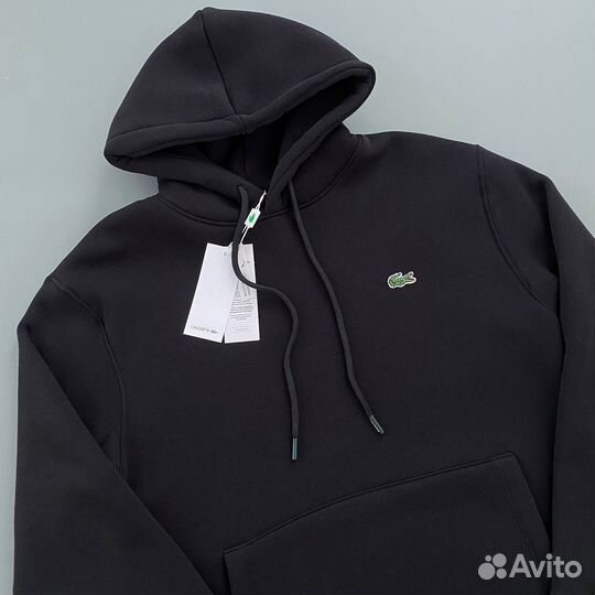 Толстовка lacoste черная с начесом