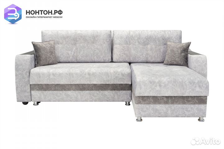 Диван угловой тик-так Бостон серый