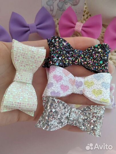 Блестящие Бантики ручной работы для волос, резинки