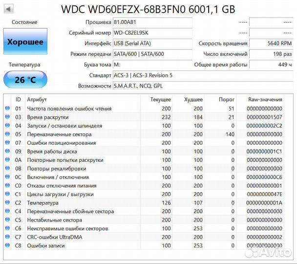 Жесткий диск WD Red Plus WD60efzx, 6тб