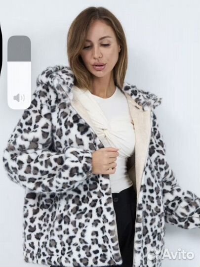 Шуба из эко меха леопардовая 44-48