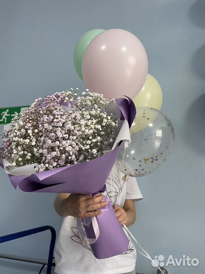 Букет гипсофила подарок живые цветы шары