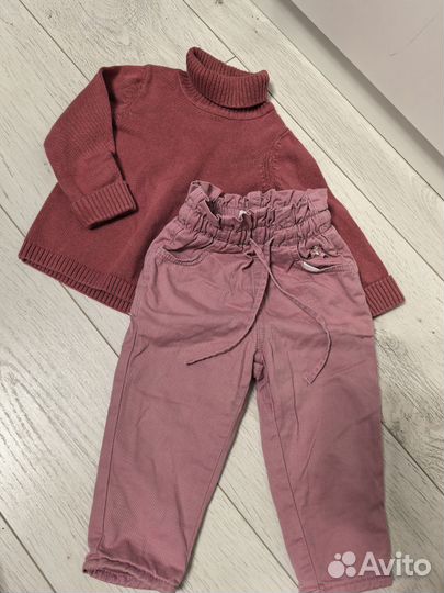 Утеплённые джинсы и водолазка 86