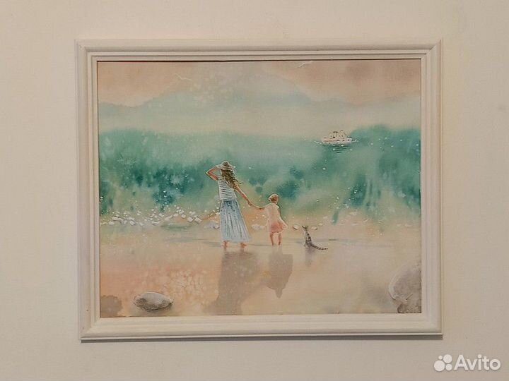 Картина Морской пейзаж акварель жикле