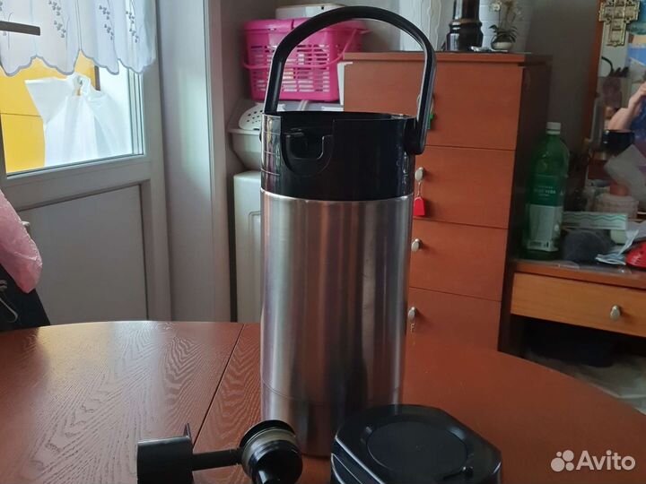 Термос из нежавейки с помпой 3 литра