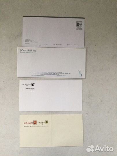 Конверты из отелей разные страны