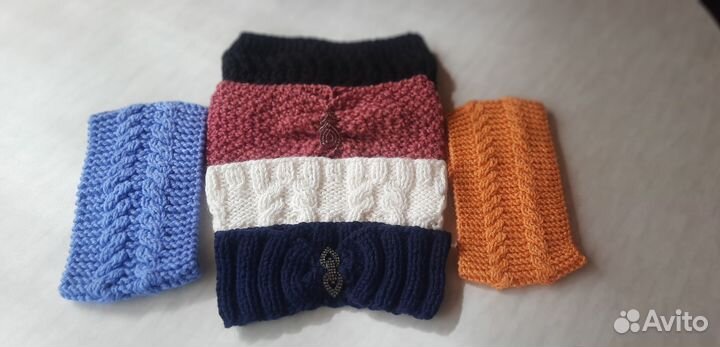 Шерстяные повязки, шапки ручной работы