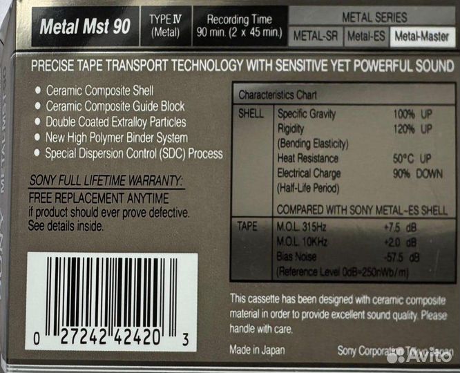 Новая аудикассета Sony Metal Master 90