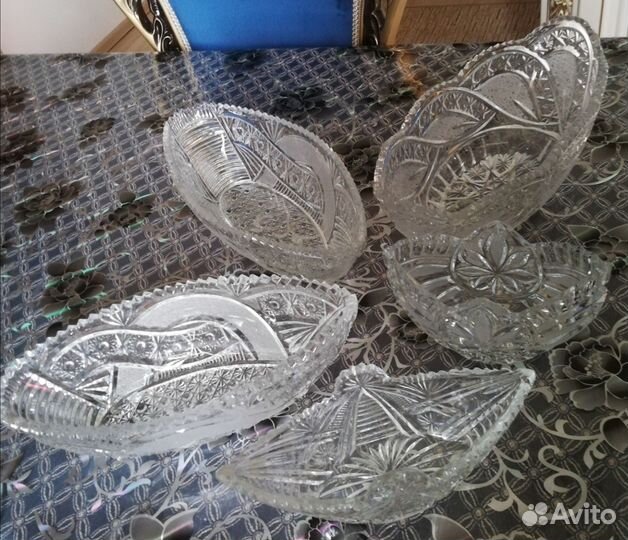 Хрустальные вазы ладьи Bohemia времен СССР